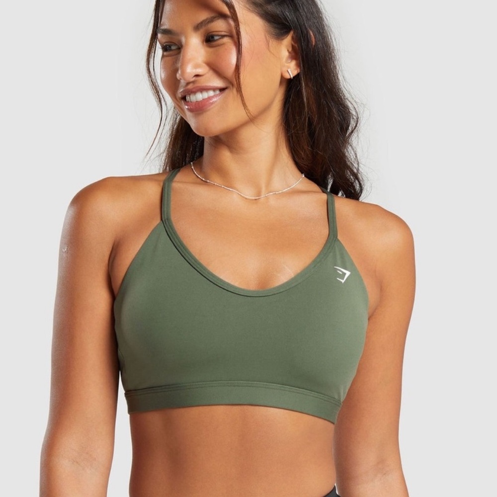 Gymshark V Neck Sports Bra in Core Olive XS